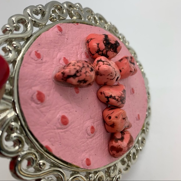 PINK CROSS FAUX OSTRICH WESTERN BELT BUCKLE - Picture 9 of 12